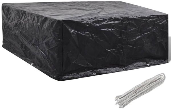 vidaXL Gartenmöbel-Abdeckung mit 10 Ösen, Polyethylen schwarz, 260 x 260 x 90 cm