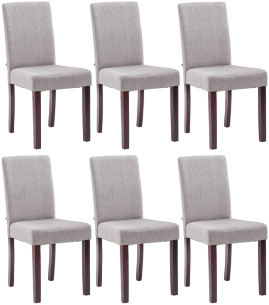 CLP 6er Set Esszimmerstuhl Ina Stoffbezug mit Holzgestell,hellgrau cappuccino