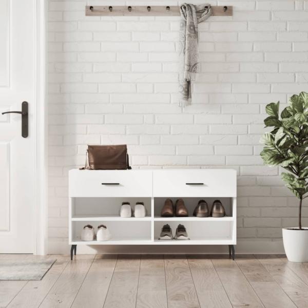 vidaXL Schuhbank Weiß 102x35x55 cm Holzwerkstoff 829756
