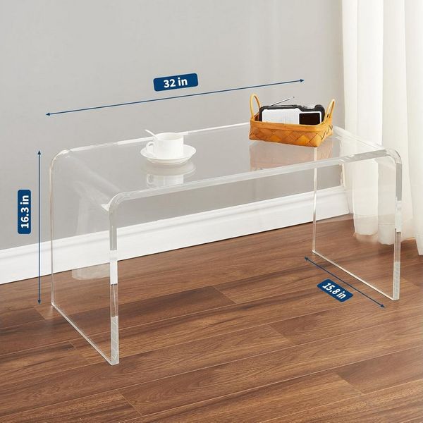 GarveeMore Couchtisch Acryl,U-förmiger Beistelltisch aus klarem Acryl,81x41x40cm, transparenter Beistelltisch für Wohnzimmer und Innenhof