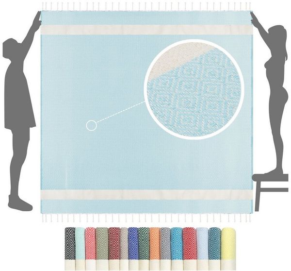 furora HOLIDAY Strandtuch XXL groß 200x200 cm Strand Tuch, aus Baumwolle, Stranddecke, Vielseitig, schöne Farben, hochwertige Verarbeitung
