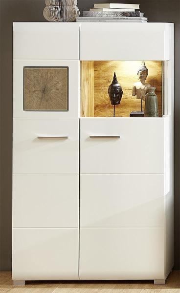 Vitrine >Kathlin< in Weiß/Matt aus Metall - 80x139x37cm (BxHxT)