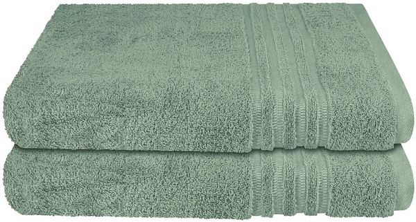 Schiesser Frottier Duschtücher Milano im 2er Set aus Flauschiger, hautfreundlicher Baumwolle, Made IN Green, Farbe:Hellgrün, Größe:70x140 cm