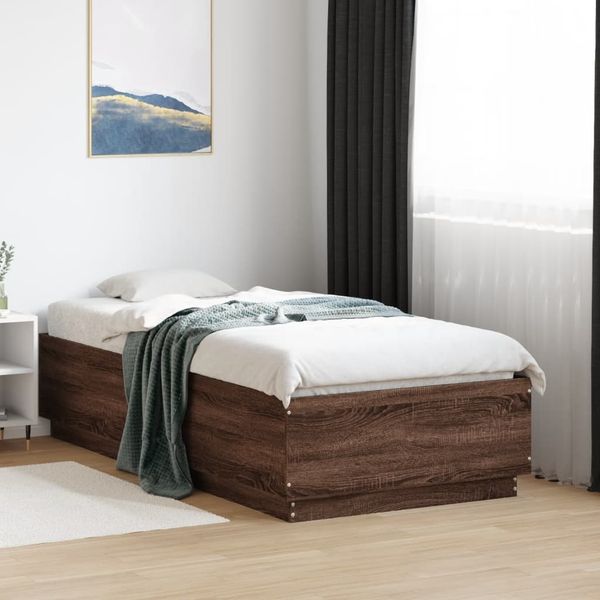 vidaXL Bettgestell Braun Eichen-Optik 90x190 cm Holzwerkstoff 3209757