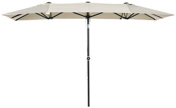 Outsunny Sonnenschirm 150x295 cm Gartenschirm mit verstellbarem Neigungswinkel, LxB: 150x295 cm, Doppelsonnenschirm, Marktschirm, für Terrasse, Polyester, Cremeweiß