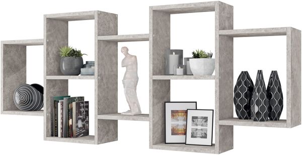 MIRJAN24 'Trio 001' Wandregal, Laminatplatte beton-smart, 161 x 18 x 65 cm