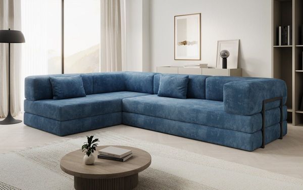Luxusbetten24 Sofa Designer Sofa Lazy L, mit Aufklappfunktion und Cordbezug