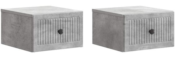 vidaXL Wandmontierter Nachttisch 2 pcs Betongrau 33 x 34,5 x 20 cm 897922
