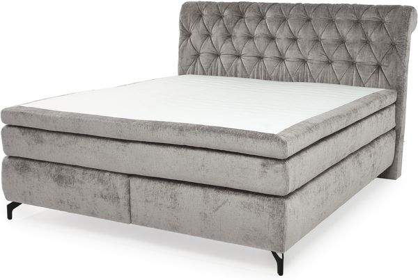 Jockenhöfer 'Scarlett' Boxspringbett, 180x200 cm, Chenille Hellgrau