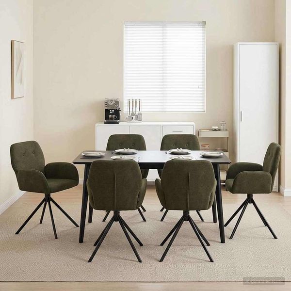 vidaXL Drehstuhl Esszimmer 6 pcs Kunstwildleder Olivegrün 3428356