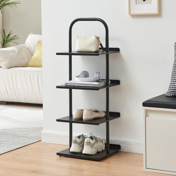 Schuhregal Poytya Stahl 96x34x32 cm Schwarz [en. casa]