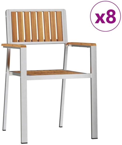 vidaXL Gartenstuhl 8 pcs Braun 56 x 54,5 x 87 cm Massivholz Teak 3334854