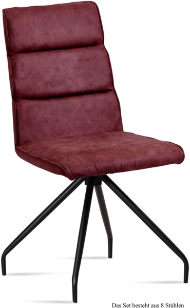 Esszimmerstuhl (8er-Set) Devnet 47x92x60 Schwarz/Marsala