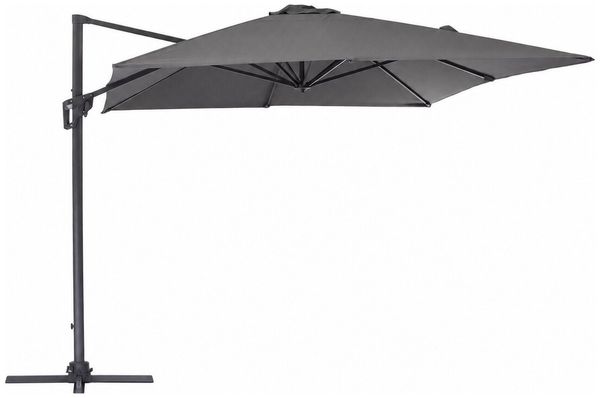 Ampelschirm Otorop - Aluminium Anthrazit, Polyester-Stoff Dunkelgrau, 3x3 m