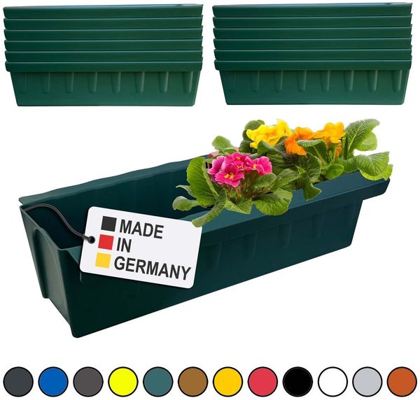 Hossi's Wholesale 12 Euro-Paletten Blumenkästen-Einsätze | mit Hängesystem zum Einhängen | 37,3cm Dunkelgrün | Pflanzkasten für Europalette Palette | Balkonkasten | Blumentopf | extrem stabil