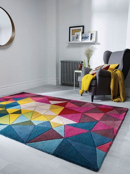FLAIR RUGS Wollteppich Falmouth, 100% Wolle, rechteckig, Höhe: 10 mm, aus Naturfaser, bunt, Teppich, Wohnzimmer, Schlafzimmer, Esszimmer