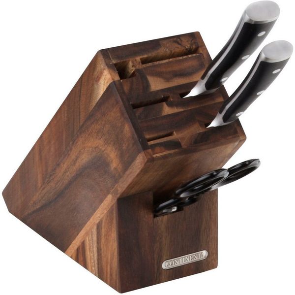 Continenta Messerblock, schräg stehend, Messeraufbewahrung, Messer Block, Akazienholz, 22x9. 5x20 cm, 4870