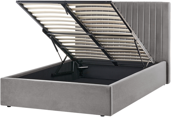 Bett mit Stauraum Samtstoff VION 120 x 200 cm Grau