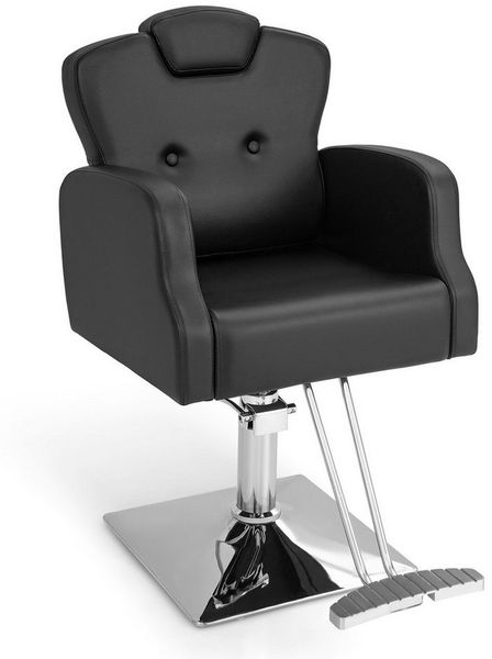 COSTWAY Stuhl, Friseurstuhl, 15cm verstellbar, 360° drehbar