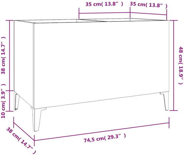 vidaXL Plattenschrank Räuchereiche 74,5x38x48 cm Holzwerkstoff 831970 Bild 8