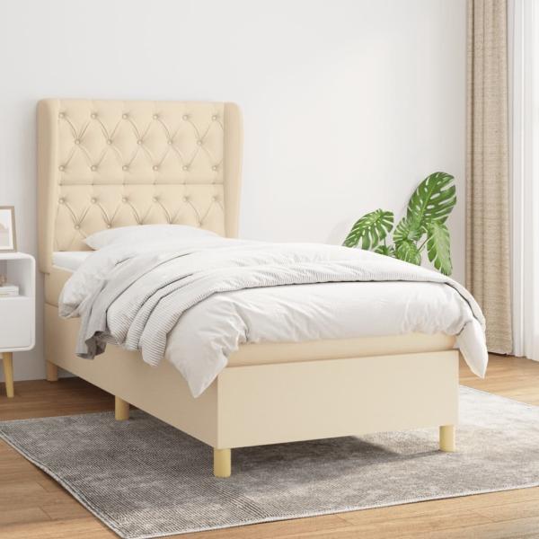 Boxspringbett mit Matratze Stoff Creme 80 x 200 cm, Härtegrad: H2 [3128722]