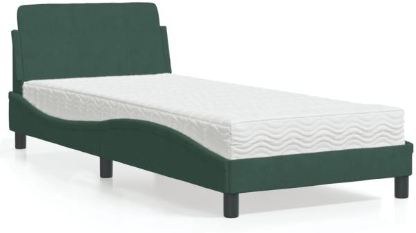 vidaXL Bett mit Matratze Dunkelgrün 90x190 cm Samt 3208314