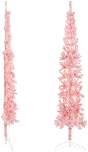 vidaXL Künstlicher Halb-Weihnachtsbaum mit Ständer Schlank Rosa 240 cm 344573