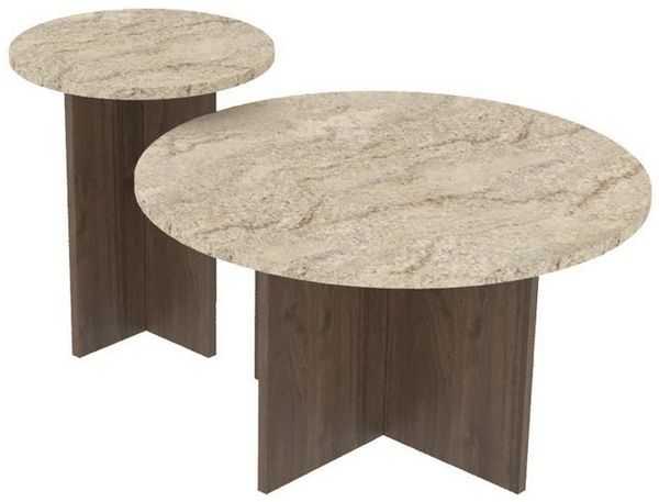 Skye Decor Couchtisch Siam Private (Set, 2-St, 2er Set mit zwei unterschiedlich großen), Travertin -Walnuss, Boho