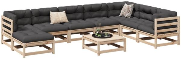 vidaXL 9-tlg. Garten-Sofagarnitur mit Kissen Massivholz Kiefer 3299585