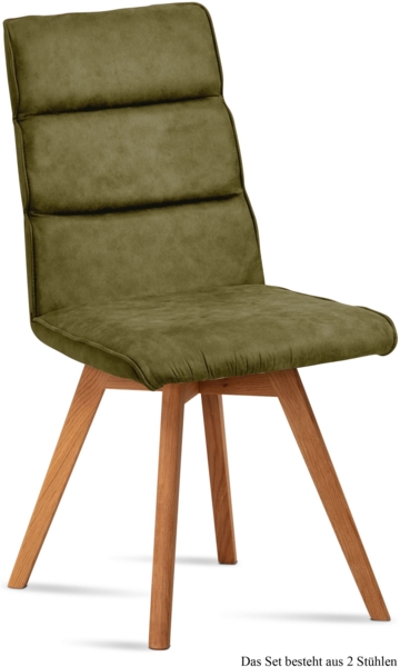 Esszimmerstuhl (2er-Set) Dixie 47 x 92 x 60 Eiche geölt/Olivgrün