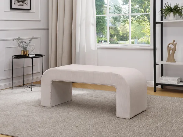 Vente-unique - CALVELO Sitzbank SamtStoff Beige - B 41 cm x H 46 cm x L 110 cm