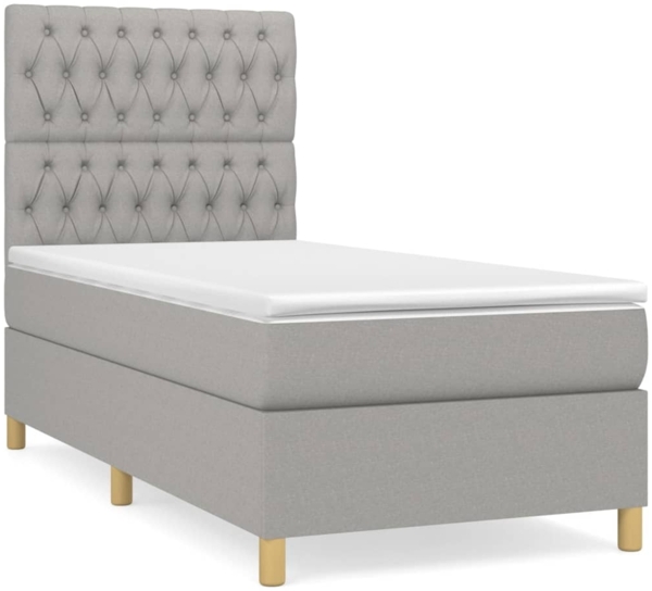 vidaXL Boxspringbett mit Matratze Hellgrau 90x190 cm Stoff, Härtegrad: H2 [3142537]