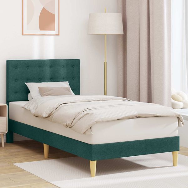 vidaXL Bettrahmen mit Kopfteil Dunkelgrün 100x200 cm Stoff 42027776