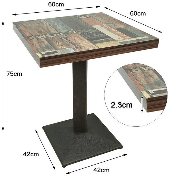 JEOBEST Esstisch Klein Küchentisch für 4 Personen, 60x60cm Esszimmertisch, Landhausstil, mit stabilem Standfuss, Vintagebraun