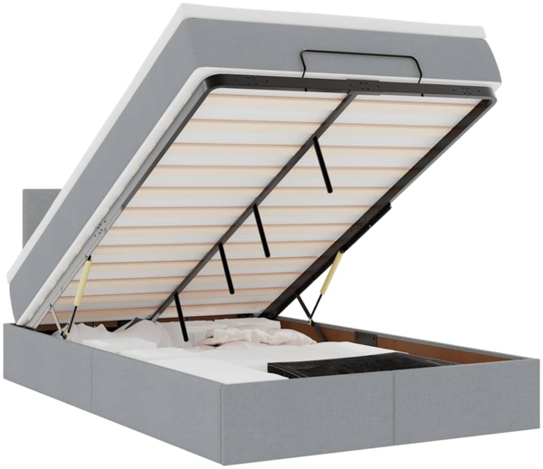 vidaXL Ottoman-Bett mit Matratze Hellgrau 120x190 cm Stoff 3311359