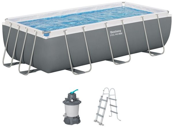 Bestway Framepool Steel Pro MAX™ (Set, Inkl. Sandfilteranlage, Sicherheitsleiter), 404 x 201 x 100 cm