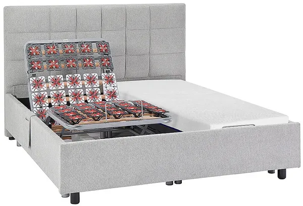 Vente-unique - EREGA Bett StoffStoff Grau - B 151 cm190 cm71 cm x H 110 cm20 cm16,5 cm x L 204 cm70 cm12 cm