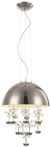 LED Hängeleuchte, Kristalle, Nickel-matt, Blumen, H 120 cm