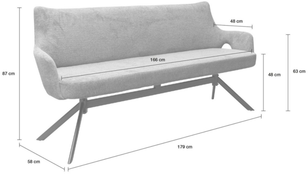 LC Home Sitzbank Sitzbank Livrono Webstoff Grau