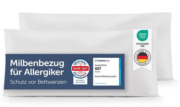 Blumtal Bettbezug Milbenbezug Allergiker Bettbezug oder Kopfkissenbezug- Milben Encasing, (2 St), bestehend aus dem High-Tech Spezialgewebe Evolon