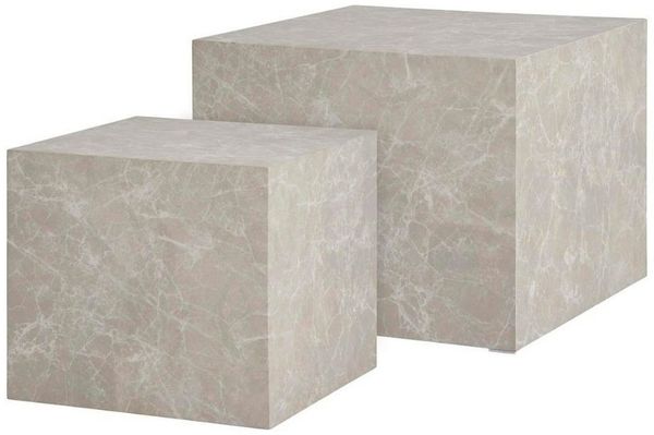 LebensWohnArt 'POSTATO' 2er-Set Couchtisch, Marmor-Look creme, 50 cm