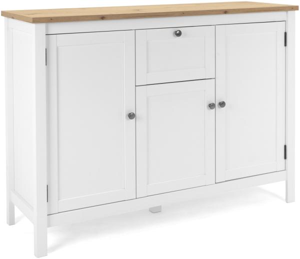 Homestyle4u Sideboard, Holz weiß / natur, 120 x 90 x 40 cm