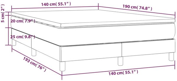 vidaXL Boxspringbett mit Matratze Blau 140x190 cm Stoff 3144173 Bild 10