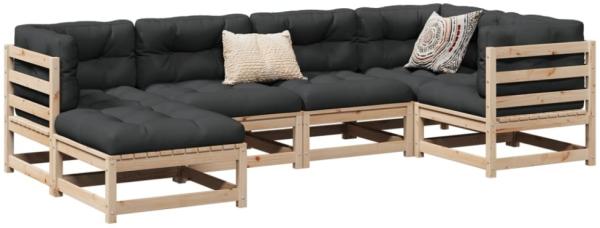 vidaXL 6-tlg. Garten-Sofagarnitur mit Kissen Massivholz Kiefer 3299523