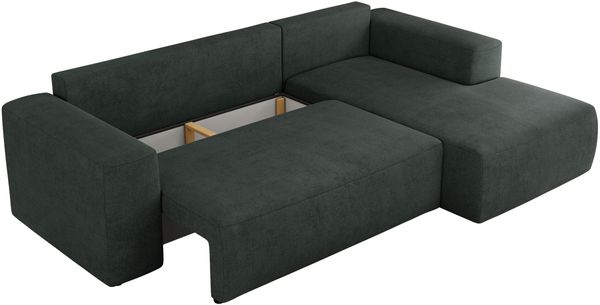 Ecksofa mit Schlaffunktion, Bettkasten und losen Kissen für das Wohnzimmer - TRENTINO - Dunkelgrau Stoff - rechts Bild 6