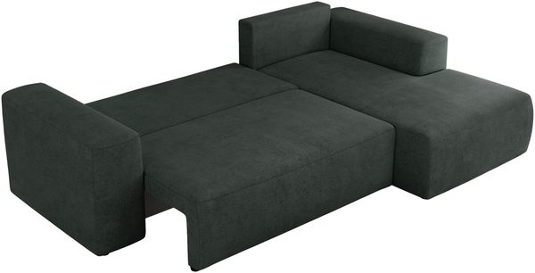 Ecksofa mit Schlaffunktion, Bettkasten und losen Kissen für das Wohnzimmer - TRENTINO - Dunkelgrau Stoff - rechts Bild 5