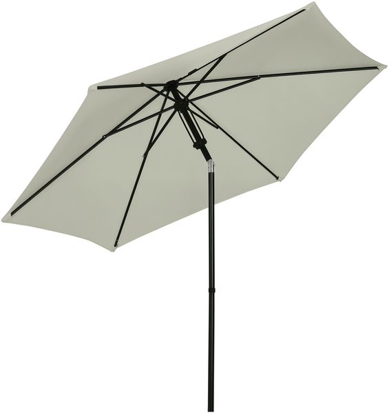 Manuell bedienbarer, neigbarer Sonnenschirm mit Metallbelüftung, hochdichtem 180 g/m² Polyestergewebe, hellgrau