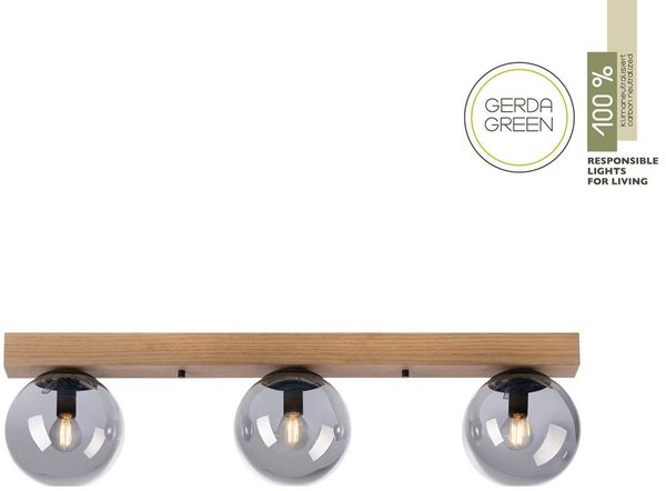 JUST LIGHT 11399-79 Green Widow LED Deckenleuchte 3 flammig Holz rauchfarben