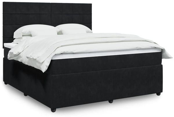 vidaXL Boxspringbett mit Matratze Schwarz 180x200 cm Samt 3294708