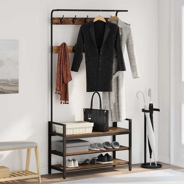 vidaXL Garderobenständer Altholz 95 x 34 x 184 cm Holzwerkstoff 879963